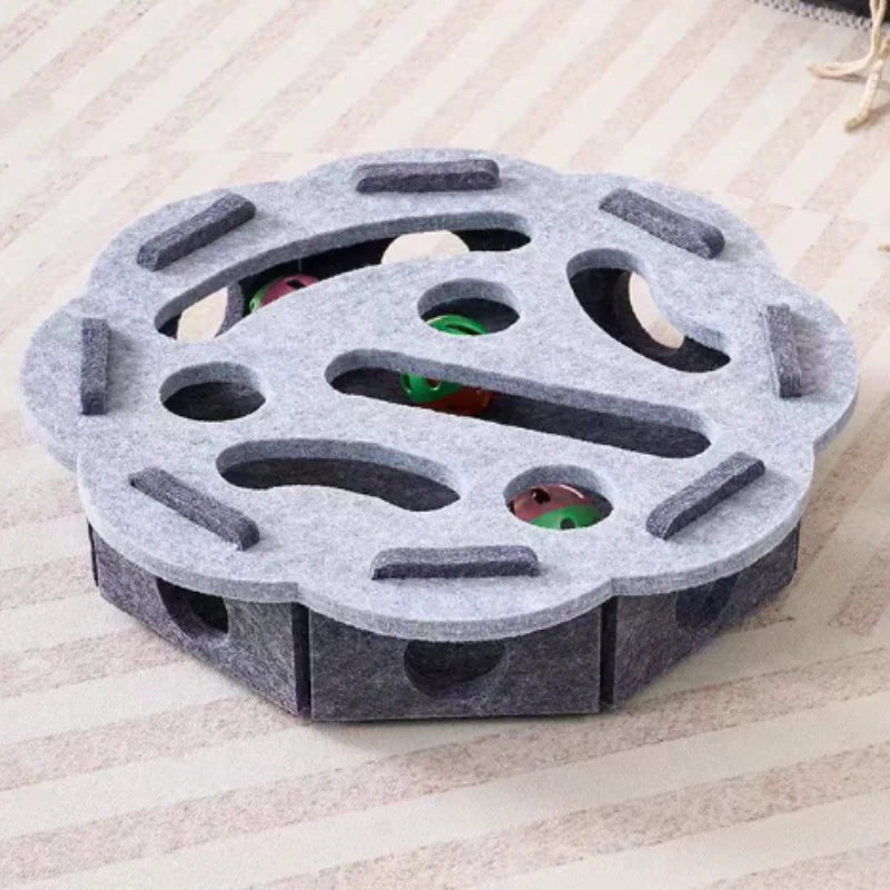 Interactive Felt Cat Puzzle Box with Bell Ball & Hunting Holes